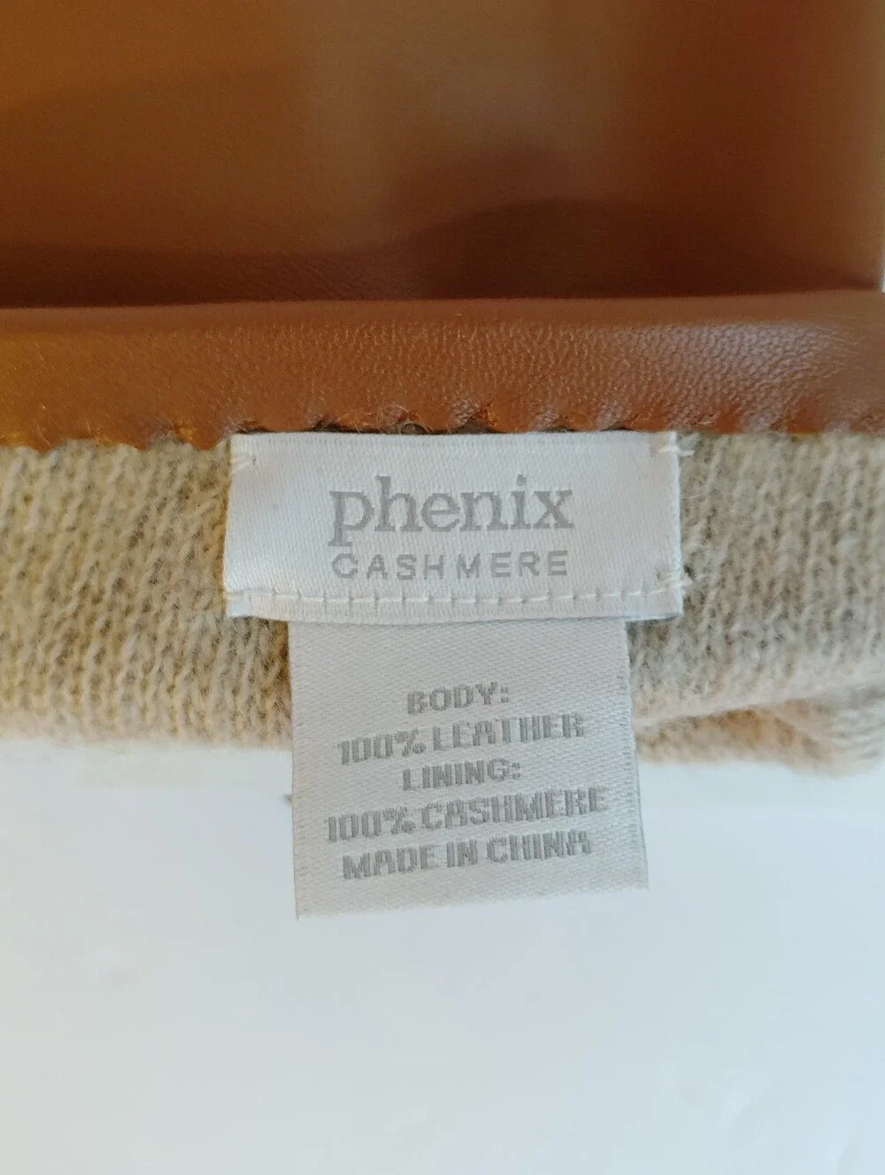 Phenix Chestnut Brown Cashmere And Leather Gloves